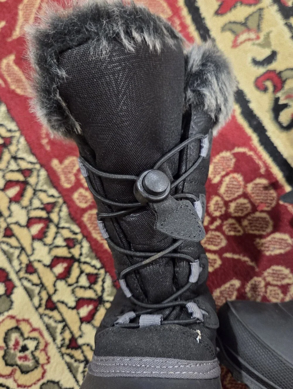Kamik Black Winter Boots with Faux Fur Trim